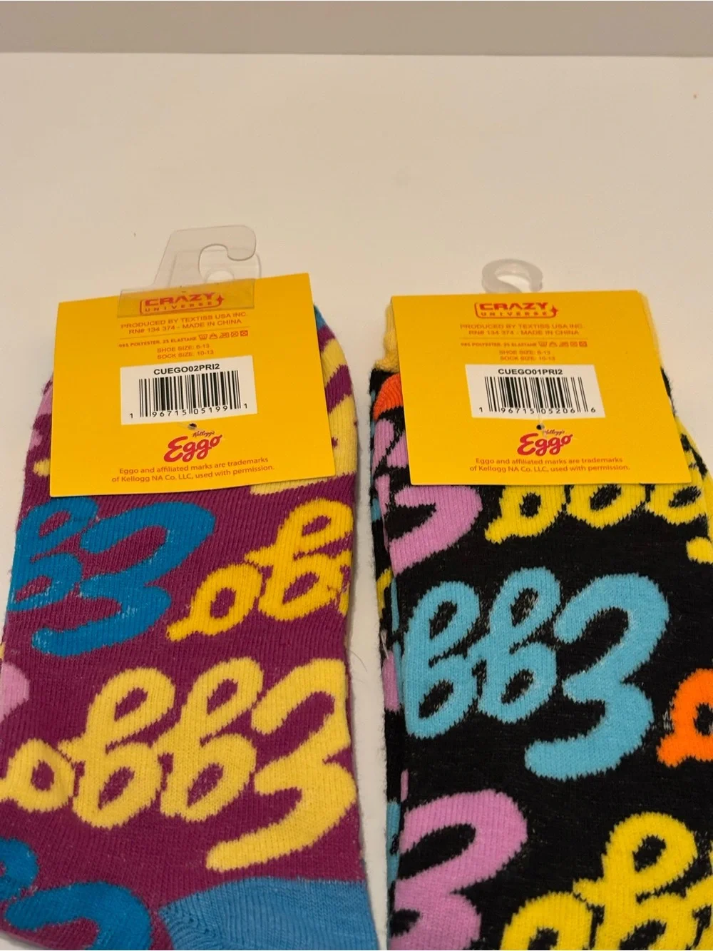Kellogg's Eggo Crew Socks - Black & Purple Multi-Color